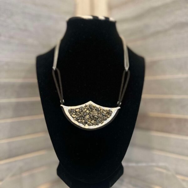 Silver & Black Crescent Pendant Necklace