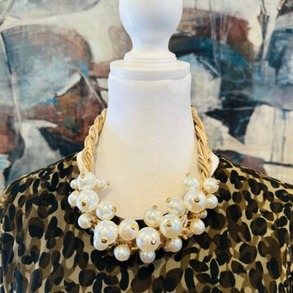 Gardenia Braided Faux Pearl Beaded Choker