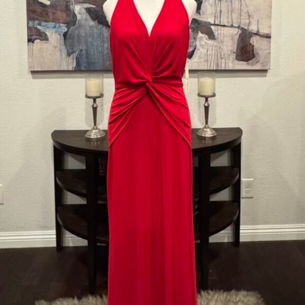 Red Deep V-Cut Maxi Formal Dress