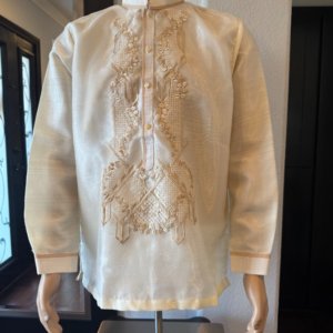 Modern Chinese Collar Organza Barong Tagalog Half-Open With Lining